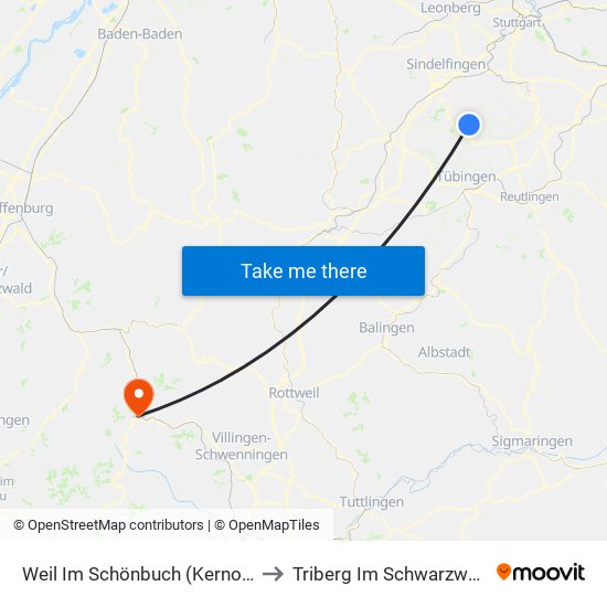 Weil Im Schönbuch (Kernort) to Triberg Im Schwarzwald map