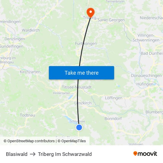 Blasiwald to Triberg Im Schwarzwald map