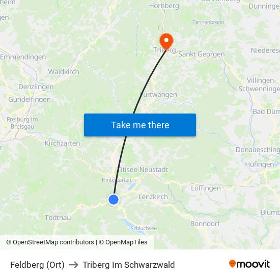 Feldberg (Ort) to Triberg Im Schwarzwald map