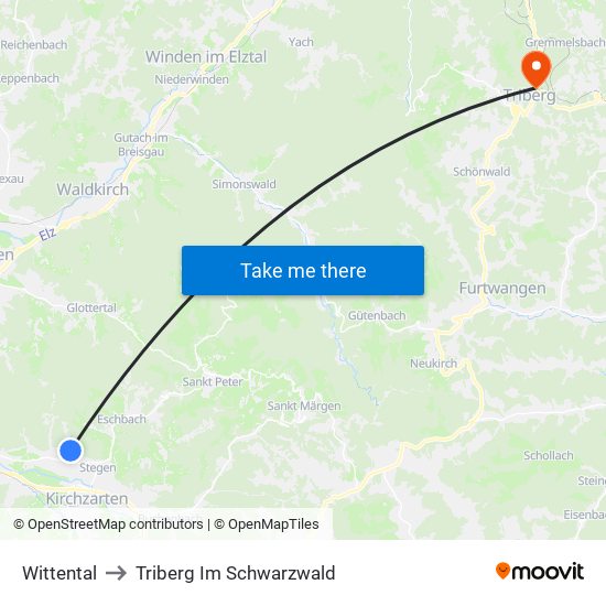 Wittental to Triberg Im Schwarzwald map