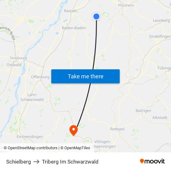 Schielberg to Triberg Im Schwarzwald map