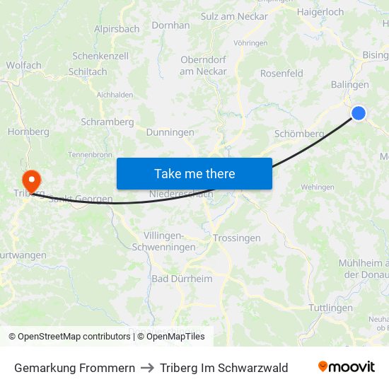 Gemarkung Frommern to Triberg Im Schwarzwald map