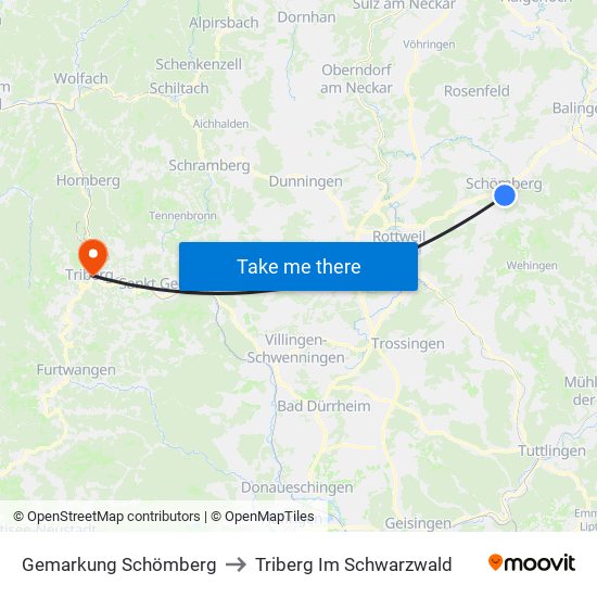 Gemarkung Schömberg to Triberg Im Schwarzwald map