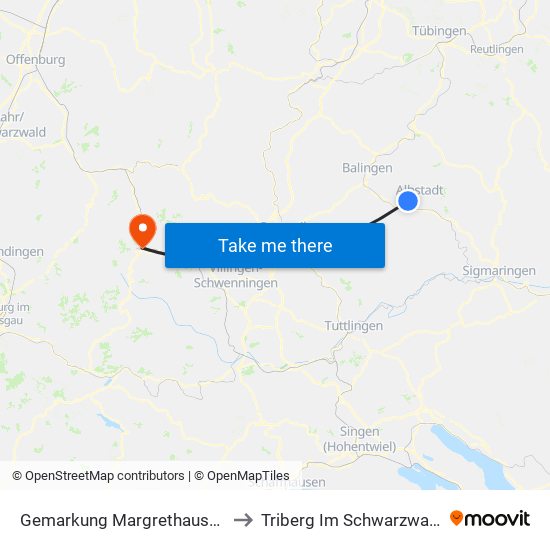 Gemarkung Margrethausen to Triberg Im Schwarzwald map