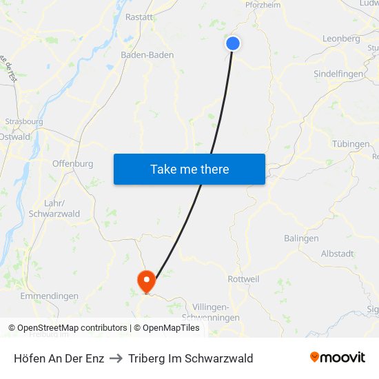 Höfen An Der Enz to Triberg Im Schwarzwald map