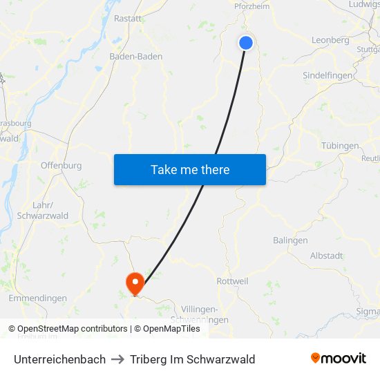 Unterreichenbach to Triberg Im Schwarzwald map