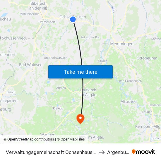 Verwaltungsgemeinschaft Ochsenhausen to Argenbühl map