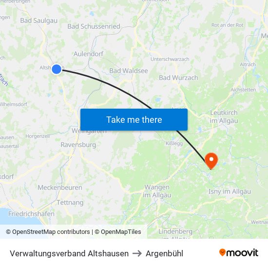 Verwaltungsverband Altshausen to Argenbühl map