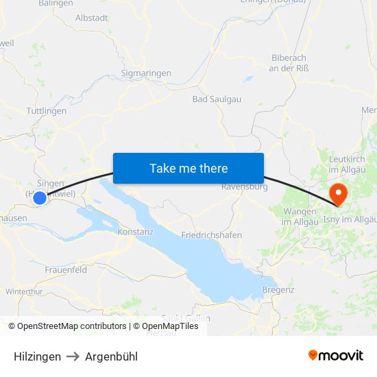 Hilzingen to Argenbühl map