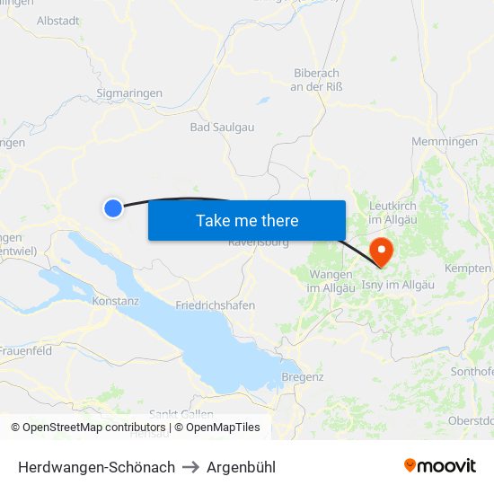 Herdwangen-Schönach to Argenbühl map
