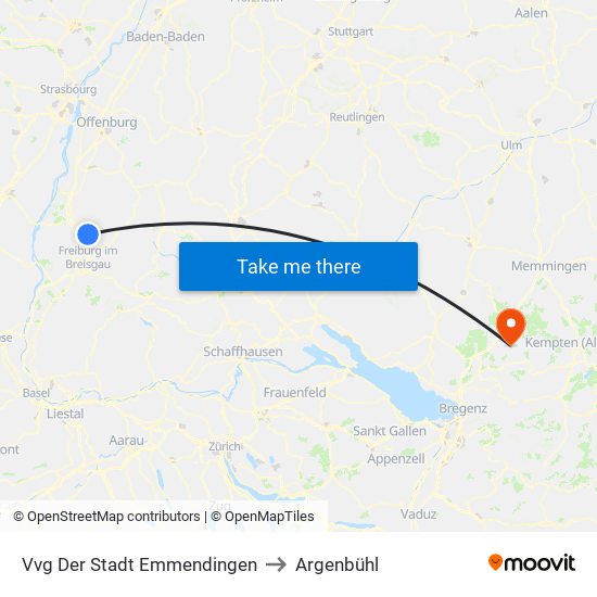 Vvg Der Stadt Emmendingen to Argenbühl map