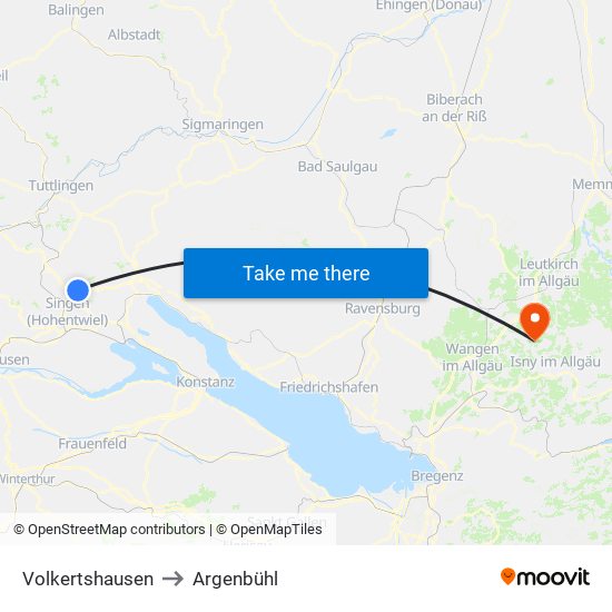 Volkertshausen to Argenbühl map