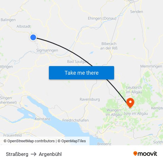 Straßberg to Argenbühl map