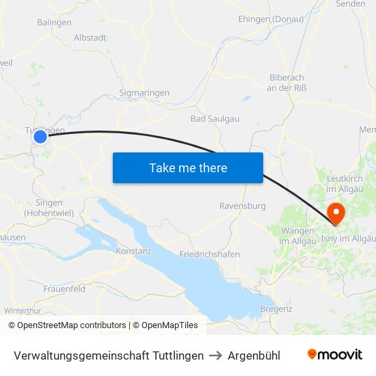 Verwaltungsgemeinschaft Tuttlingen to Argenbühl map