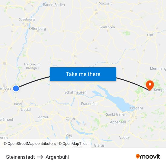Steinenstadt to Argenbühl map