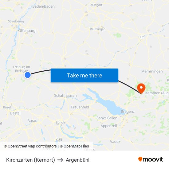 Kirchzarten (Kernort) to Argenbühl map