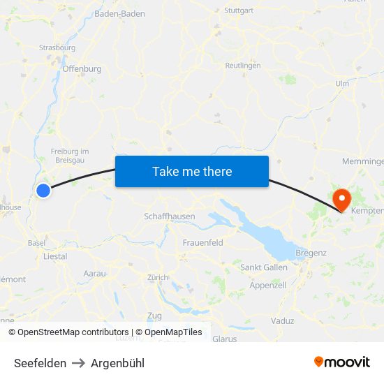 Seefelden to Argenbühl map