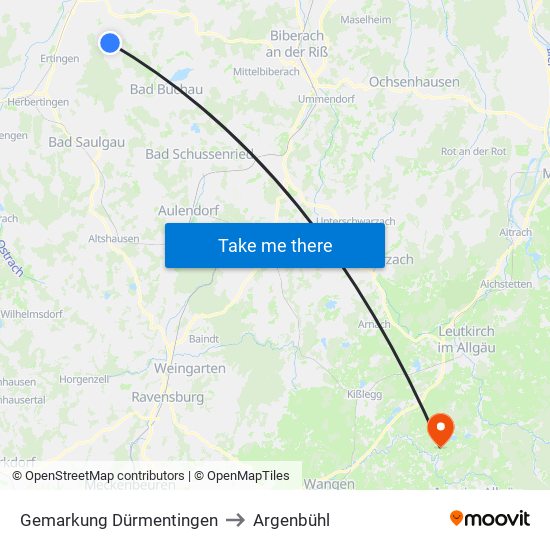 Gemarkung Dürmentingen to Argenbühl map