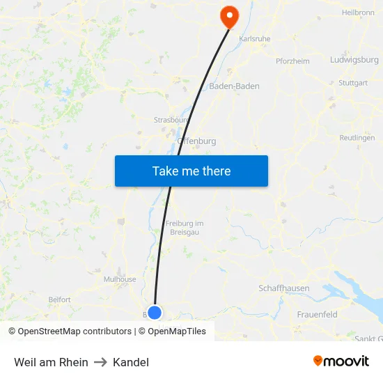 Weil am Rhein to Kandel map