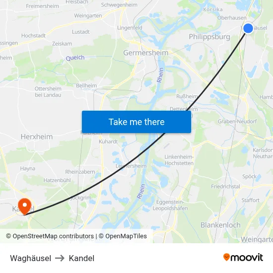 Waghäusel to Kandel map
