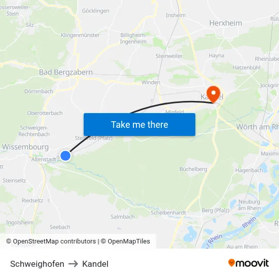 Schweighofen to Kandel map