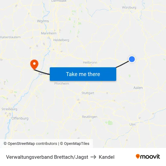 Verwaltungsverband Brettach/Jagst to Kandel map