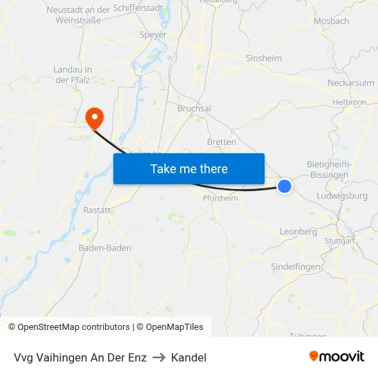 Vvg Vaihingen An Der Enz to Kandel map