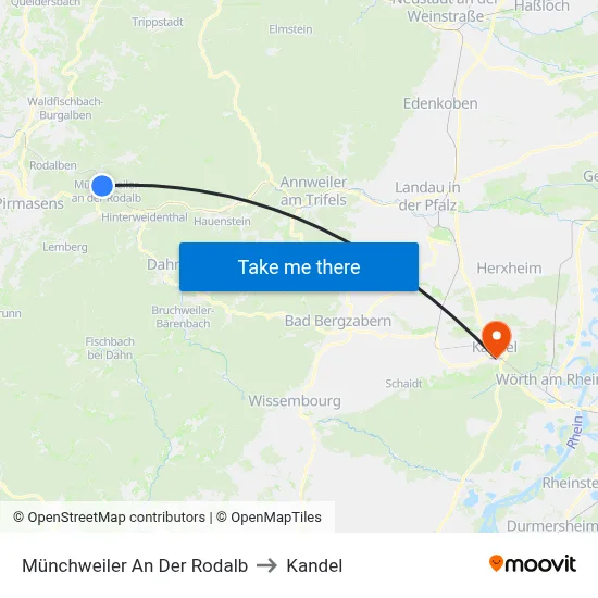 Münchweiler An Der Rodalb to Kandel map
