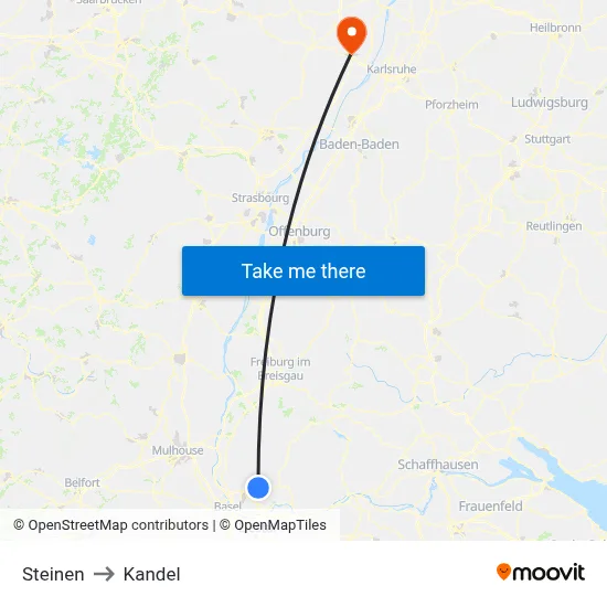 Steinen to Kandel map