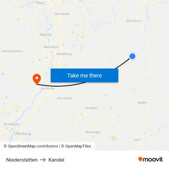 Niederstetten to Kandel map