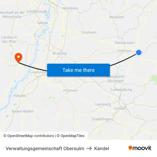 Verwaltungsgemeinschaft Obersulm to Kandel map