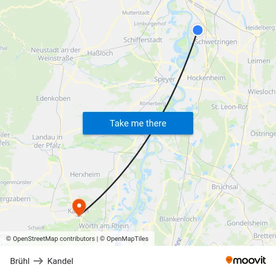 Brühl to Kandel map