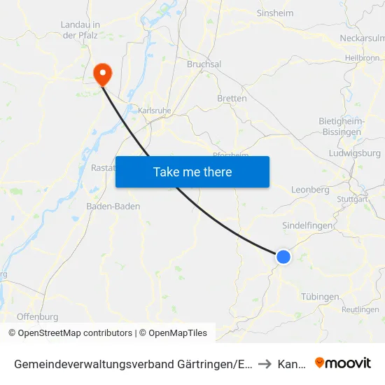 Gemeindeverwaltungsverband Gärtringen/Ehningen to Kandel map