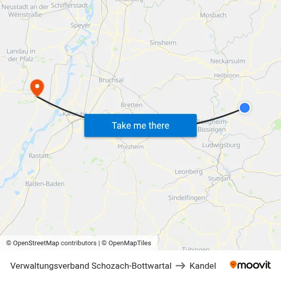 Verwaltungsverband Schozach-Bottwartal to Kandel map