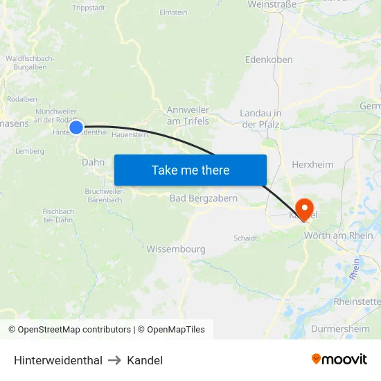 Hinterweidenthal to Kandel map