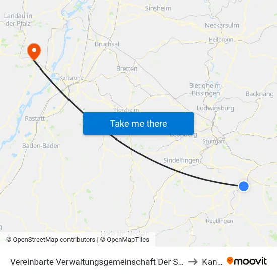 Vereinbarte Verwaltungsgemeinschaft Der Stadt Nürtingen to Kandel map