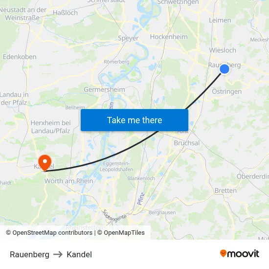 Rauenberg to Kandel map