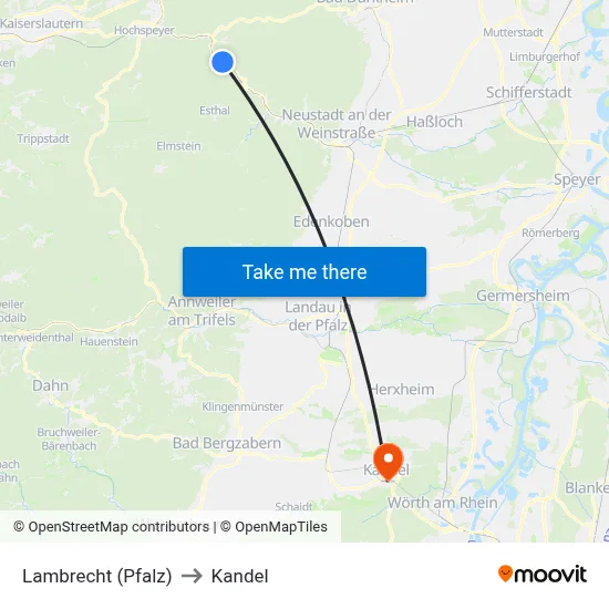 Lambrecht (Pfalz) to Kandel map
