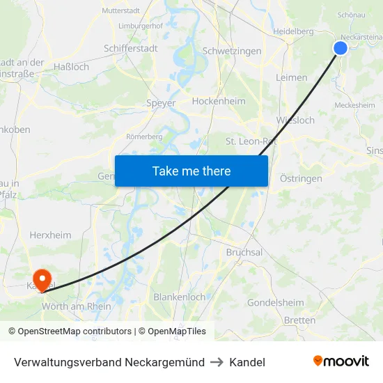 Verwaltungsverband Neckargemünd to Kandel map