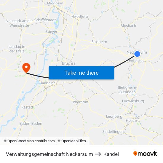 Verwaltungsgemeinschaft Neckarsulm to Kandel map