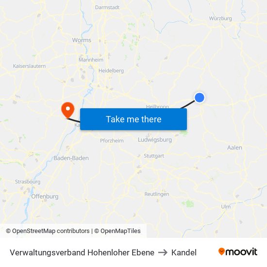 Verwaltungsverband Hohenloher Ebene to Kandel map