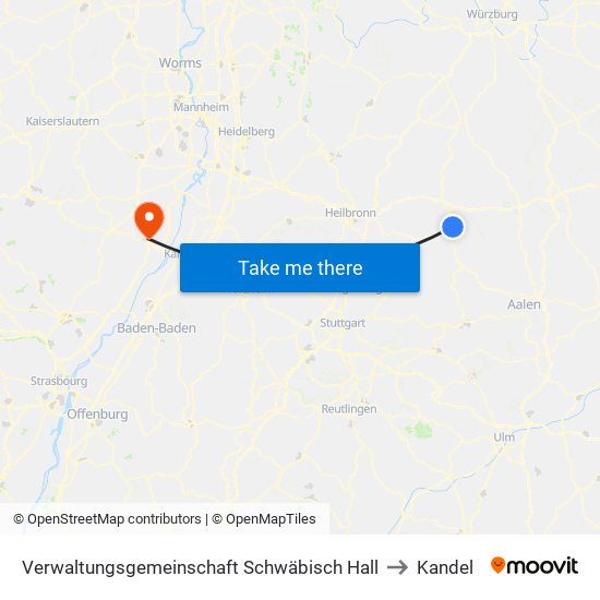Verwaltungsgemeinschaft Schwäbisch Hall to Kandel map