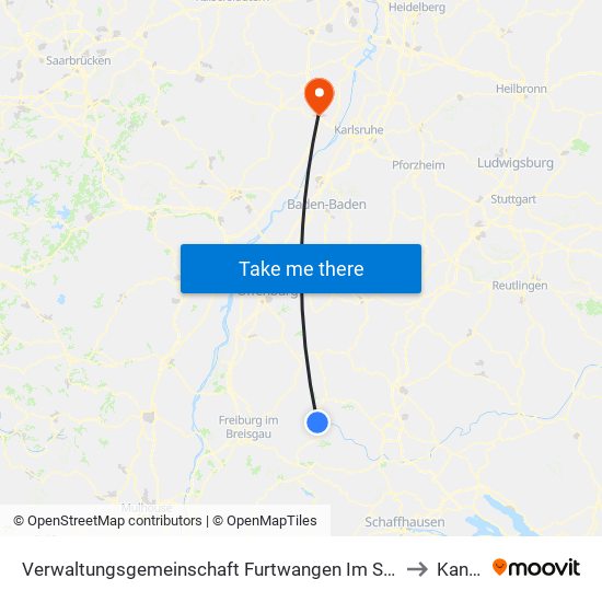 Verwaltungsgemeinschaft Furtwangen Im Schwarzwald to Kandel map