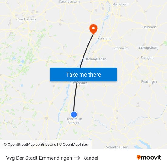 Vvg Der Stadt Emmendingen to Kandel map