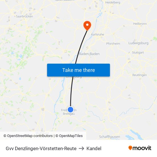 Gvv Denzlingen-Vörstetten-Reute to Kandel map