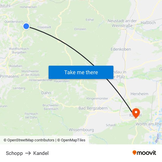 Schopp to Kandel map