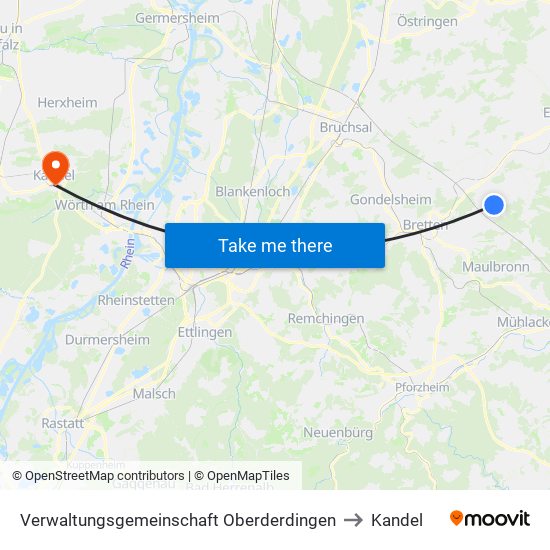 Verwaltungsgemeinschaft Oberderdingen to Kandel map