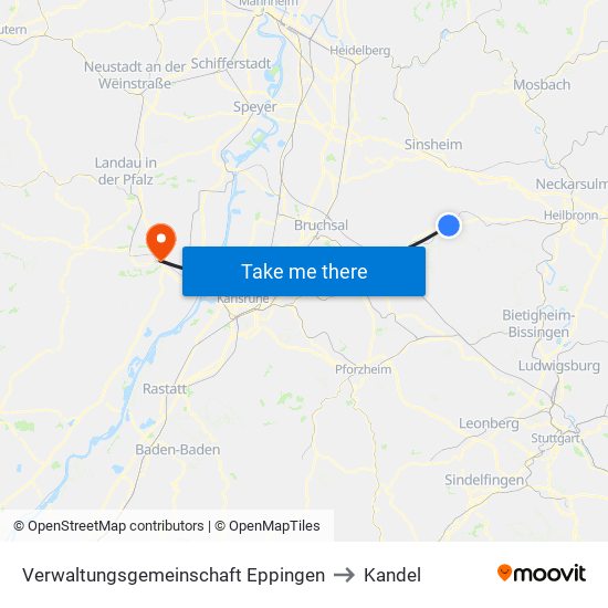 Verwaltungsgemeinschaft Eppingen to Kandel map