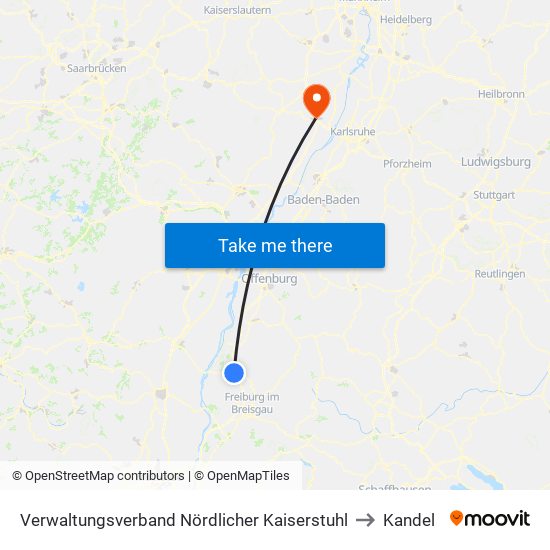 Verwaltungsverband Nördlicher Kaiserstuhl to Kandel map