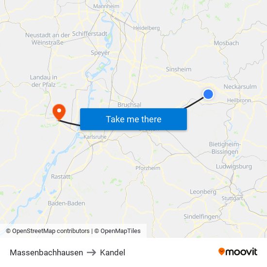 Massenbachhausen to Kandel map